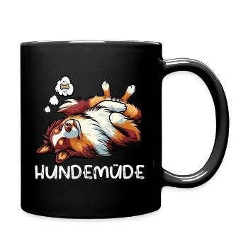 Hundemüde Australian Shepherd Aussie Aussiehalter - Tasse einfarbig - Schwarz - Rechts