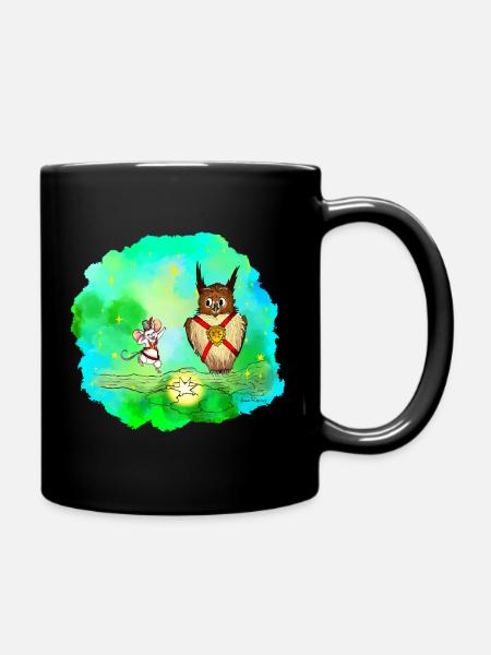 Stern-Sucher Maus und Eule - Tasse einfarbig - Schwarz