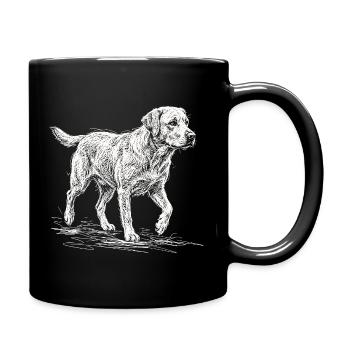 Labrador Sketch Weiß – Minimalistisches Design - Tasse einfarbig - Schwarz - Rechts