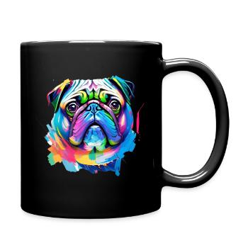 ug Dog Face Colorful Watercolor Art - Full Colour Mug - black - Right