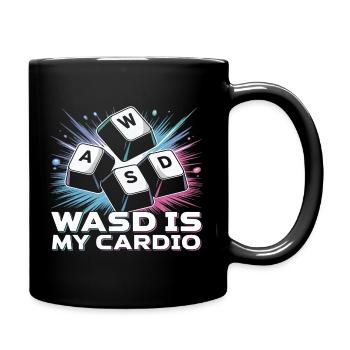 Lustiges Gaming Keyboard WASD mein Cardio Gamer - Tasse einfarbig - Schwarz - Rechts
