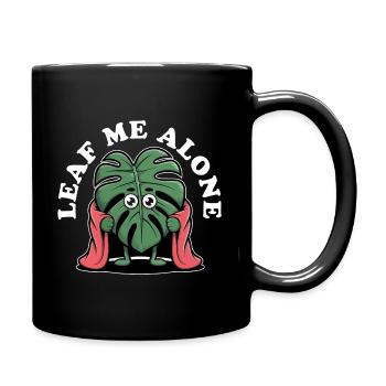 Laisse-moi tranquille Héros Monstera, Feuille avec Cape - Mug uni - noir - Droite
