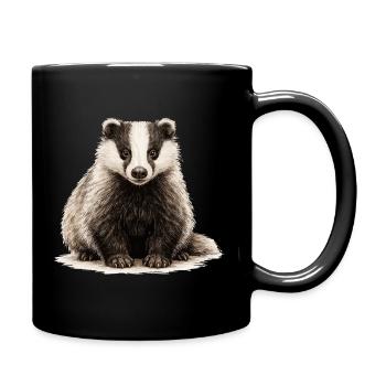 Dachs Illustration im Vintage-Style - Tasse einfarbig - Schwarz - Rechts