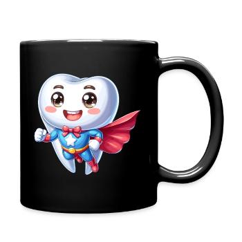 Dentist Superhero Tooth Teeth Hero Brushing Teeth - Full Colour Mug - black - Right