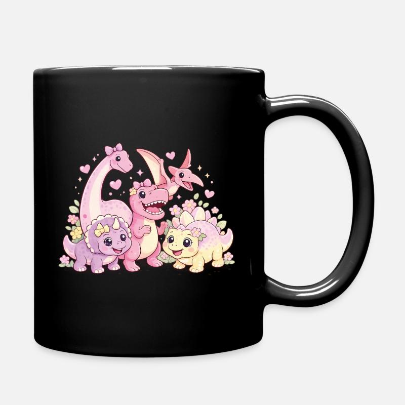 Süßes Mädchen Dino-Truppe - Tasse einfarbig - Schwarz