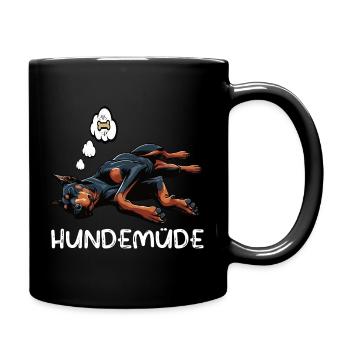Hundemüde Dobermann Dobermannbesitzer Dobermänner - Tasse einfarbig - Schwarz - Rechts