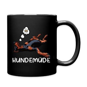 Hundemüde Dobermann Dobermannbesitzer Dobermänner - Tasse einfarbig - Schwarz - Rechts