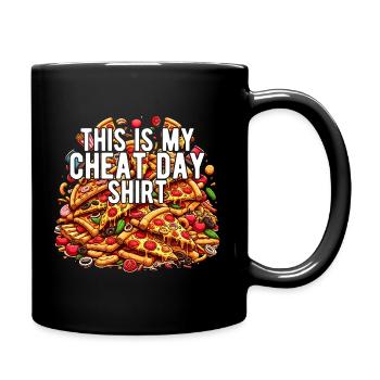 Cheat Day Pizza GYM Bodybuilding Ernährung Lustig - Tasse einfarbig - Schwarz - Rechts