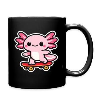 axolotl skateboard - Full Colour Mug - black - Right