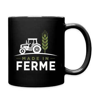 Hergestellt auf dem Bauernhof Humor Landwirtschaft, Traktor, Weizen - Tasse einfarbig - Schwarz - Rechts