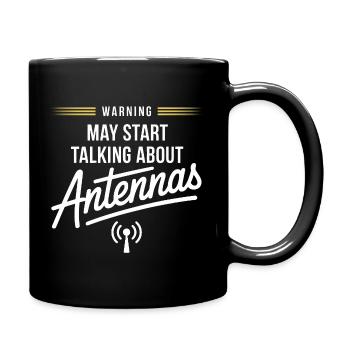 Warnung: Hier beginnt das Antennengespräch - Tasse einfarbig - Schwarz - Rechts