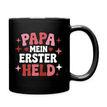 Papa Mein Erster Held Kinder Sohn Tochter Vater - Tasse einfarbig - Schwarz - Rechts