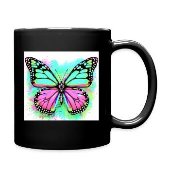 Schmetterling - Tasse einfarbig - Schwarz - Rechts