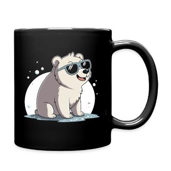 Schicker Eisbär mit Brille - Tasse einfarbig - Schwarz - Rechts
