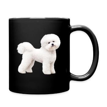 Realistischer Bichon-Frise - Tasse einfarbig - Schwarz - Rechts
