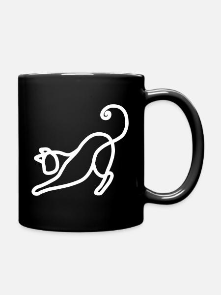 Minimalist Cat - Full Colour Mug - black