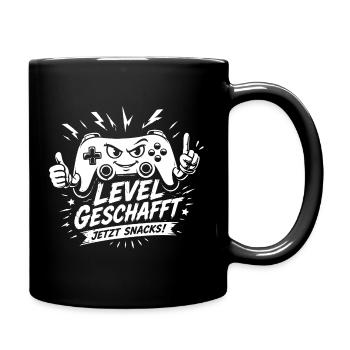 Level geschafft jetzt Snacks Zeit - Tasse einfarbig - Schwarz - Rechts