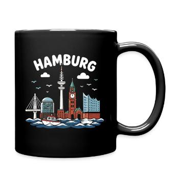 Hamburg Skyline Küstenzauber - Tasse einfarbig - Schwarz - Rechts