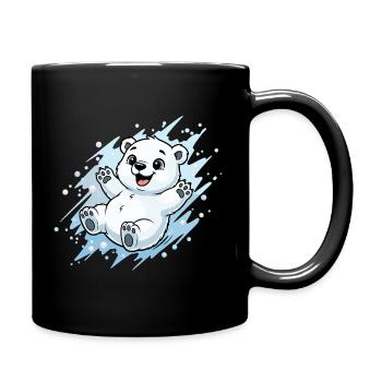 Fröhlicher Polarbär Spritzer - Tasse einfarbig - Schwarz - Rechts