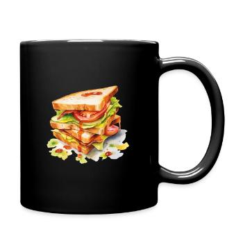 Triple toast sandwich motif - Full Colour Mug - black - Right