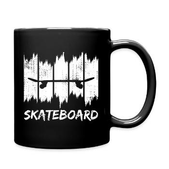 Skateboard Silhouette Grunge Print - Full Colour Mug - black - Right