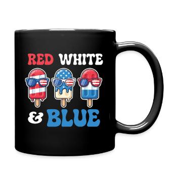 Red White Blue Patriotic Fourth July - Full Colour Mug - black - Right