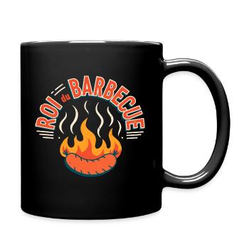 Sausage on fire barbecue - Full Colour Mug - black - Right