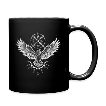 Odins Raben Huginn & Muninn - Wikinger Design - Tasse einfarbig - Schwarz - Rechts