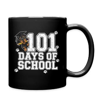 101 Tage Schule Dackel Brille Pfoten süß Kinder - Tasse einfarbig - Schwarz - Rechts
