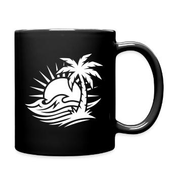 Palme Strand Ozean - Tasse einfarbig - Schwarz - Rechts