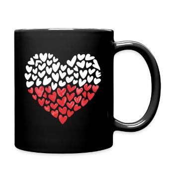 Polnische Flagge Polen Herz Herzen - Tasse einfarbig - Schwarz - Rechts