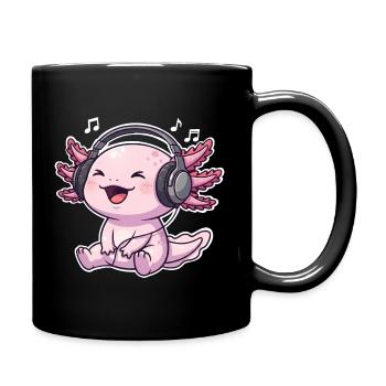  Axolotl Singen Musik Hören - Tasse einfarbig - Schwarz - Rechts
