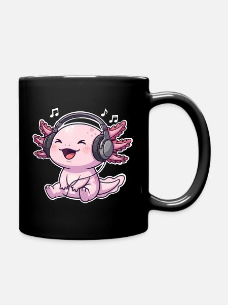  Axolotl Singen Musik Hören - Tasse einfarbig - Schwarz
