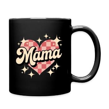 Mama Herz Checkered Stil - Tasse einfarbig - Schwarz - Rechts