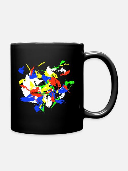 Yoga Cobra | Paint Splash Abstract Mix - Full Colour Mug - black