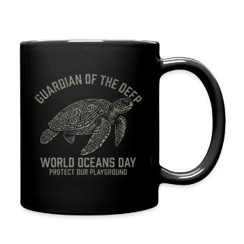 Guardian of the Deep – World Oceans Day Turtle - Full Colour Mug - black - Right