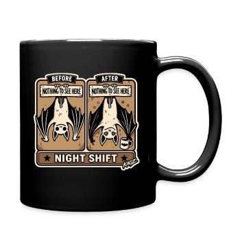 Nachtschicht-Fledermäuse Comic-Tee - Tasse einfarbig - Schwarz - Rechts