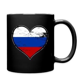 Drapeau du cœur russe utilisé - Mug uni - noir - Droite
