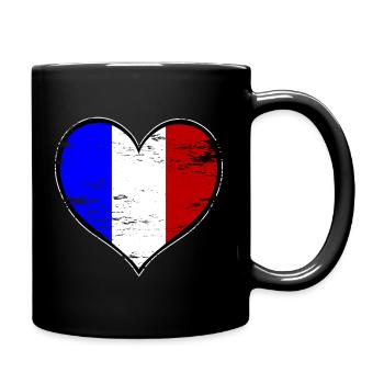 Drapeau du cœur français utilisé - Mug uni - noir - Droite