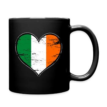 Drapeau du cœur irlandais utilisé - Mug uni - noir - Droite