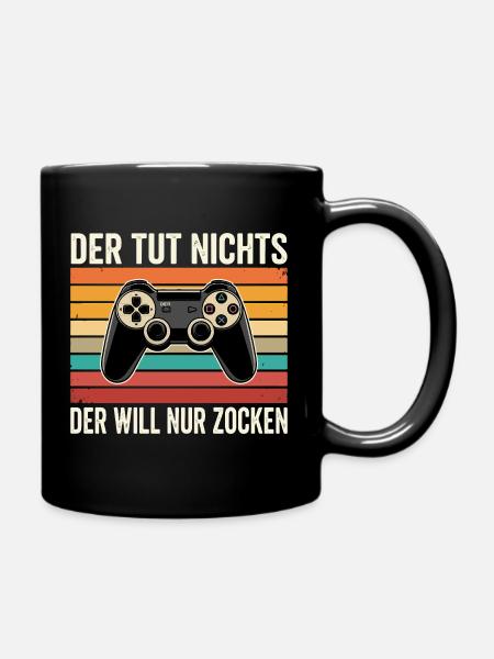 Retrokontroller Zocken Spruch - Tasse einfarbig - Schwarz