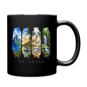 St. Lucia Vacation Travel – Caribbean Beach & Nature - Full Colour Mug - black - Right
