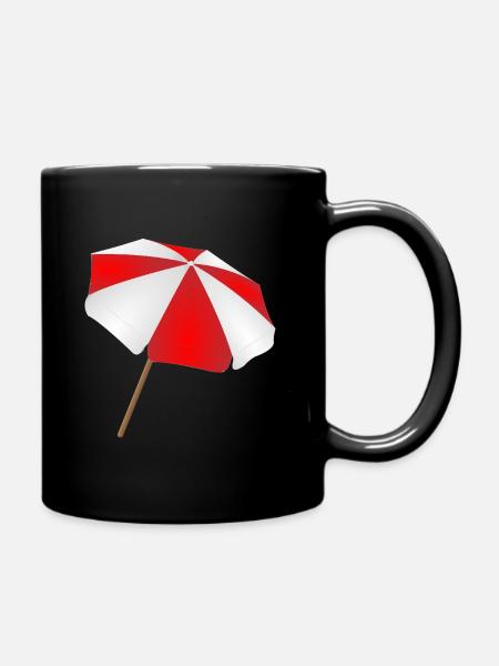Red White Parasol - Full Colour Mug - black