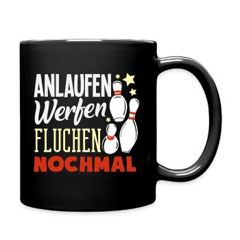 Anlaufen Werfen Fluchen Bowling - Tasse einfarbig - Schwarz - Rechts