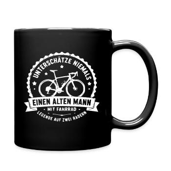 Alte Mann mit Fahrrad Vintage Badge - Tasse einfarbig - Schwarz - Rechts