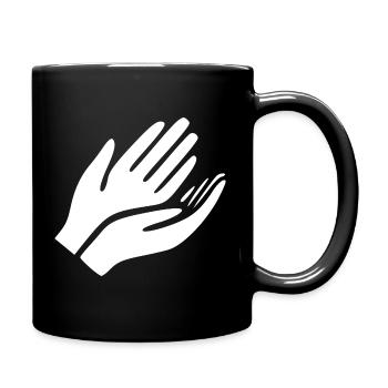 Open Hands Hand Gesture - Full Colour Mug - black - Right
