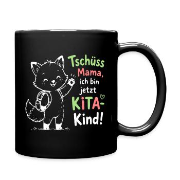 Kita Abschied Fox Illustration - Tasse einfarbig - Schwarz - Rechts