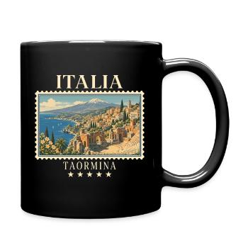 Italien Taormina Vintage Reisemarke - Tasse einfarbig - Schwarz - Rechts