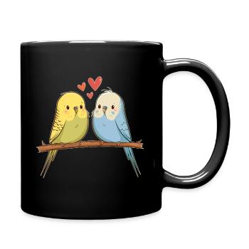 Wellensittiche - Tasse einfarbig - Schwarz - Rechts