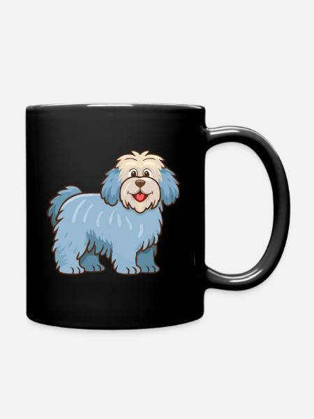 Hellblauer zotteliger Hund (Comic) - Tasse einfarbig - Schwarz